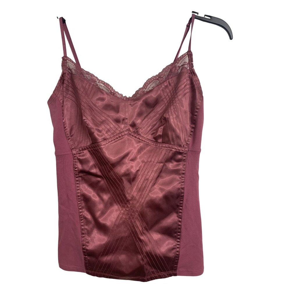 Apt. 9 S Y2K Dusty Rose Satin Empire Waist Lace Top Adjustable Straps‎